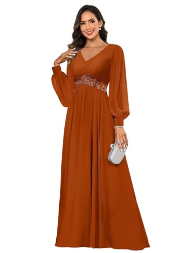 Likeora Long Sleeve Lace Applique Mother of Bride Dresses for