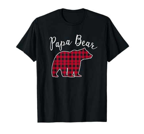 Papa Bear - Pigiama natalizio a quadri con bufalo rosso Maglietta