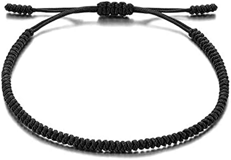 kelistom Handmade String Bracelet for Women Men Teen Girls Boys Simple Red Black Braided Adjustable Charm Bracelets Minimalist Jewelry (4-black braided)