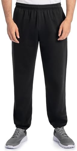 fruit of the loom mens Eversoft Fleece Elastic Bottom Sweatpants With Pockets, Relaxed Fit, Moisture Wicking, Breathable Sweatshirt