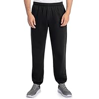 Fruit Of The Loom Mens Eversoft Fleece Elastic Bottom With Pockets, Relaxed Fit, Moisture Wicking, Breathable Sweatpants, Black, Large US