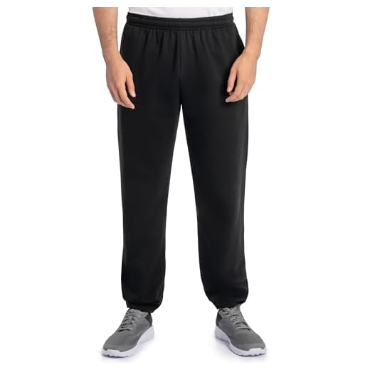 Fruit of the Loom mens Eversoft Fleece & Joggers (Regular Big Man) Sweatpants, Elastic Bottom - Black, Large US