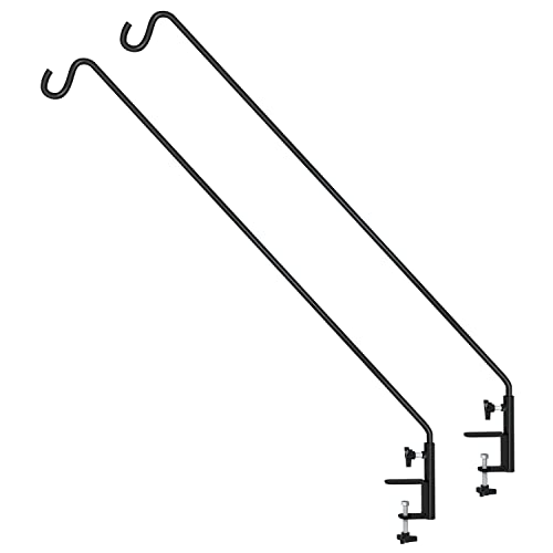 ERYTLLY Extended Reach Deck Hook Wall Pole Wall Mounted Deck Hook Extensible and Adjustable 28 inch to 43 inch Wall Bracket for Hanging Bird Feeder,Plants,Wind Chimes,Lanterns 2 Packs