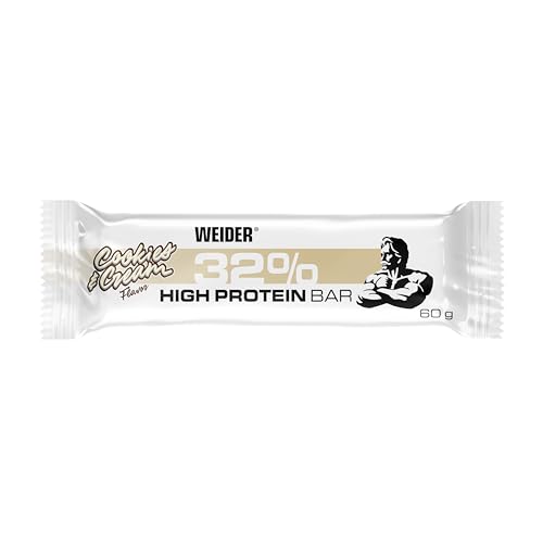 Weider - 32% Protein Bar - Proteinriegel mit Vollmilchschokolade - Mit 19 g Protein - 12 x 60g - Cookies & Cream
