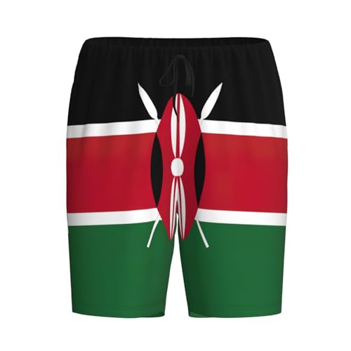 Flag Of Kenya Men,S Comfy Lounge Sleeping Imitation Cotton Shorts Pants Pockets Inserted On Both Sides4