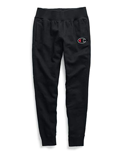 Champion Womens Reverse Weave Monochromatic Chainstitch Big C Logo Jogger Sweatpants-Black_L #TOP21