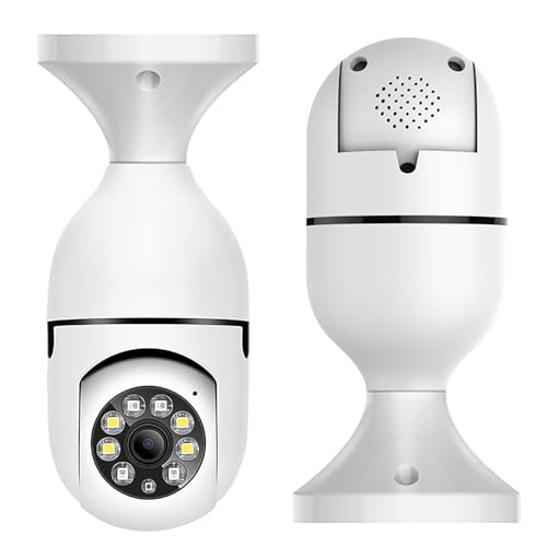 Zunate 1080P Light Bulb Security Camera, WiFi Home Security Camera 360° Panoramic HD Surveillance Camera Intelligent Night Light Vision Camera with Motion Detection Alarm
