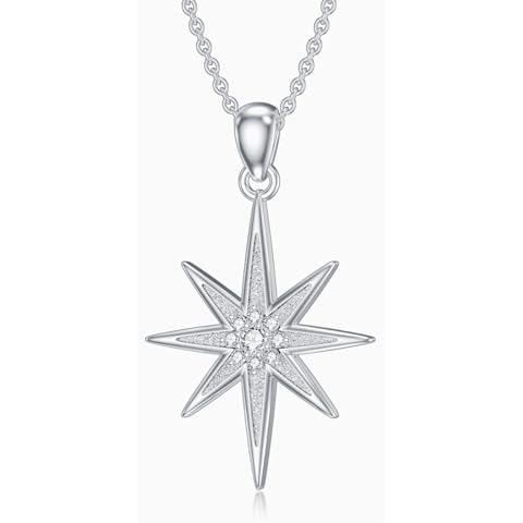 BETHZA Diamond North Star Necklace 925 Sterling Silver Lab Diamonds Star Pendant Jewelry for Women Cover