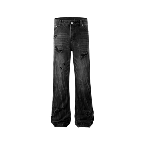 Jeans Pants Trouser Denim Retro Trendy Street Wear and Tear Holes Washed Grinding Fading Casual Straight Leg for Men2