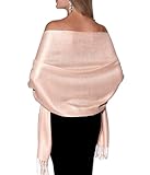 Pashmina Shawls and Wraps for Evening Dresses, Large Soft Pashmina Wedding Pale Rose Gold Shawl