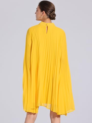 Image of Allegra K Women Chiffon Pleated Flowy Cloak Sleeve Cape Knee Length Dress