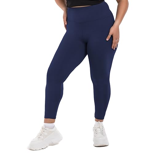 Image of SINOPHANT Plus Size Leggings for Women, High Waisted Tummy Control Buttery Super Soft Black Yoga Pants for Workout Running