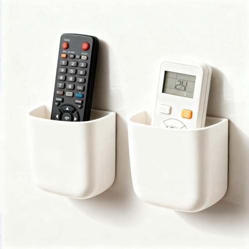 PAVSTINE Small Self-adhesive Remote Holder, 2 Pieces Multifunctio...