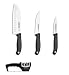 3 Claveles 01734-Set Set di coltelli, verdure 9 cm + cucina 13,5 cm + Santoku 18 cm + affilacoltelli