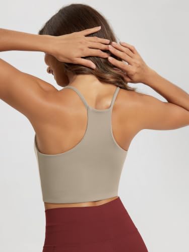 Image of ODODOS Halter Sports Bra for Women Non Padded Strappy Cropped Tops Workout Yoga Crop