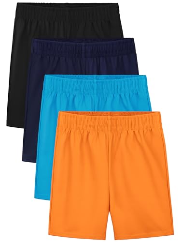Resinta 4 Pack Toddler Boy Shorts Elastic Waist Boys Athletic Basketball Soccer Shorts Summer Pull-On Comfort for Playwear