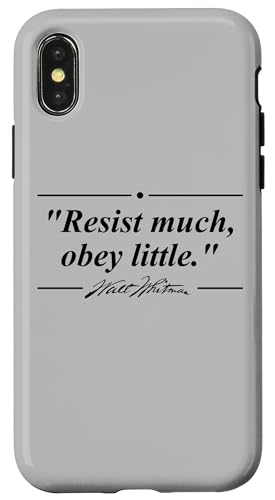Installazione facile RESIST MUCH, OBEY LITTLE WALT WHITMAN CITAZIONE Custodia per iPhone X/XS