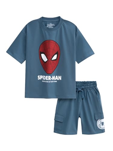 Image of Nap Chief Kids Cotton Official Marvel Superhero's Printed Co ord Sets for Boys & Girls, T Shirt and Shorts for Casual Wear