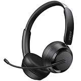 EKSA H35 Wireless Headset with Mic for Work, Bluetooth 5.4 Headphones with AI Noise-Canceling Microphone, 25H Playtime & Mic Mute,169g On Ear Headphones for Trucker/Remote Work/Call Center/Office
