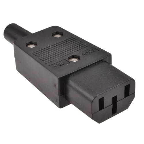 Conector IEC C13 Hembra de 3 Pines, Conector alimentación C13, Enchufe C13 Hembra, Enchufe IEC C13, Adaptador C13 3 Pin, IEC-60320 C13, Apto para Cable de 0,75 mm2, 250 voltios, 10A, Recto