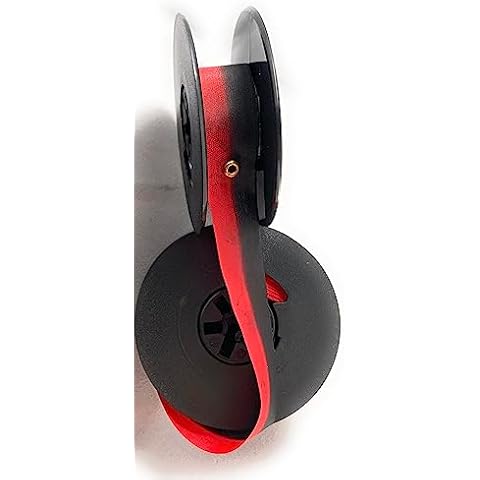 FJA Products Universal Typewriter Ribbon - 1/2 Inch Wide Black and Red Ink Ribbon with Eyelets on 2 Inch Spool Cover