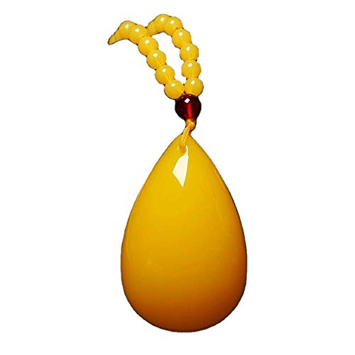 FASHLOVE Colgante de Gota de Cera de Miel, Colgante Amarillo Aceite de Pollo de Segunda generación, Cadena de suéter Rosa Tallada, Collar de saltas de Sangre, Tarjeta Ping An.