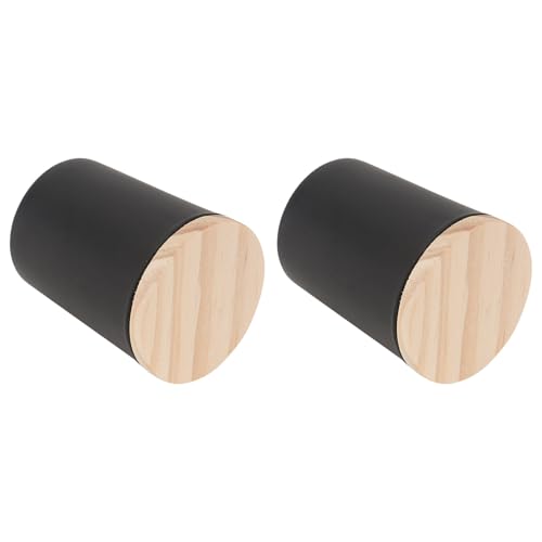 Gogogmee 2 piezas Vasos para Velas DIY Mate Negro con Tapa de Madera Unidades Recipiente Resistente para Aromaterapia y Creación de Velas Artesanales para Hogar y Oficina