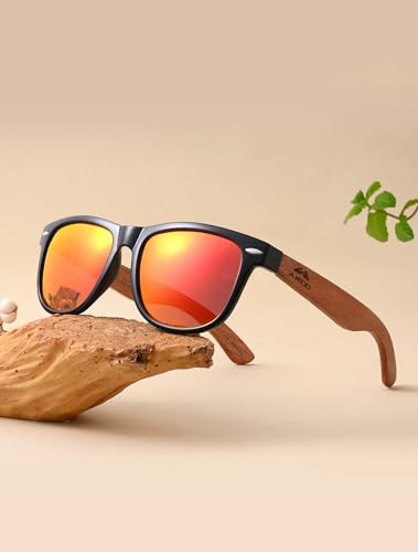 Image of Polarized Wooden Sunglass for Men: UV400 Protection Reduce Glare - Best Gift for Beach Camping Driving