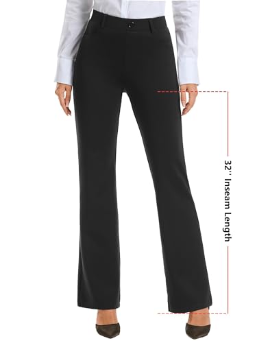 Image of Stelle Women 28 inch /30 inch / 32 inch Bootcut Dress Pants Business Casual Work Pants with Pockets Pull On Regular Slacks for Office