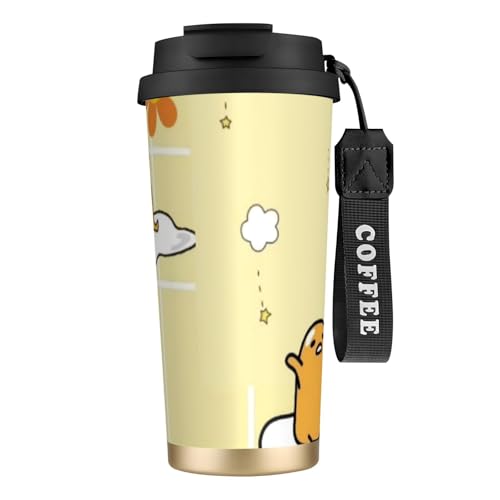 ぐでたま コーヒーカップ 500ml真空断熱マグボトル 保温 保冷 多重構造 大容量 直飲み ストロー付き洗いやすい アウトドア 漏れ防止 サーモス水筒 食品グレードステンレス316 男女兼用 車用 父の日、母の日ギフト 外出、自宅、オフィス使用