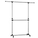 SONGMICS Portant à vêtements, Penderie métallique, 2 Barres, Hauteur et Largeur réglables, Mobile, Acier inoxydable LLR41L