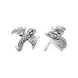 DIYADE S925 Sterling silver Curved Dragon Stud Earrings Accessories embed Red Man-made crystal Dragon eyes For men Women,Thrones Fans gifts (Dragon Stud Earrings)
