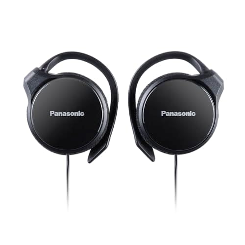Panasonic RP-HS46E-K On-Ear Earphones Ultra-Slim Profile,High Gloss Finish,Enhanced 30mm Hi-Fi Drivers,Comfort Secure Fit with Ergonomic Ear Hook,,Built-In Mic Control-Stylish Black