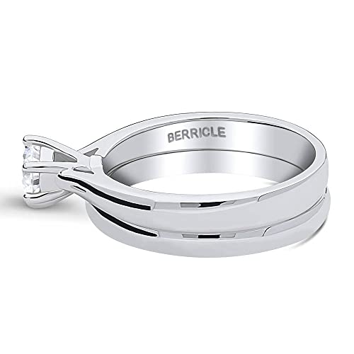 BERRICLE Sterling Silver Solitaire Wedding Engagement Promise Rings for Her, Stackable Band Ring Set for Women, Round Cubic Zirconia CZ, 1-3 Piece Set3