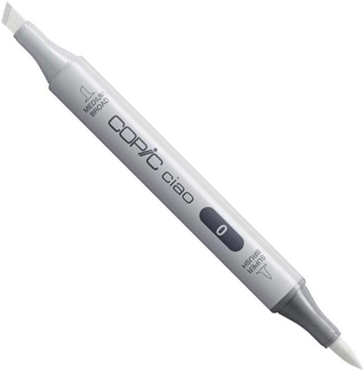 Copic Ciao Marker Colorless Blender, Round Barrel, Medium Broad Chisel and Super Brush Nibs (0-1) clear