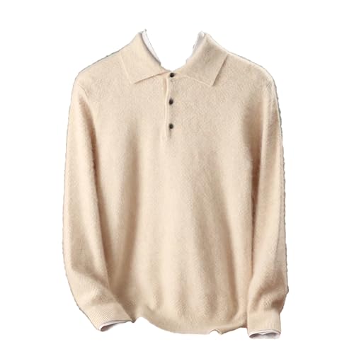 Dcvmvmn Men's Winter Cashmere Knitted Sweater Casual Business Thick Warm Long Sleeved Pullovers Beige