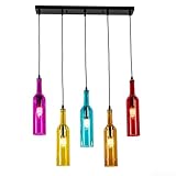 JOMCYDM 5-Light Wine Bottle Chandelier,Pendant Light,Ceiling Light,Wine Bottle Lamp for Living Room,Bar,Hotel