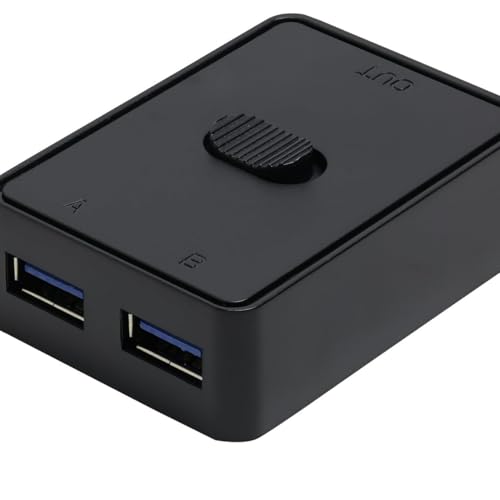 Conmutador USB 3.0, Adaptador de Interruptor Bidireccional, Compartir Dispositivos USB Entre Dos Ordenadores, Compatible con Windows, Mac OS, Linux
