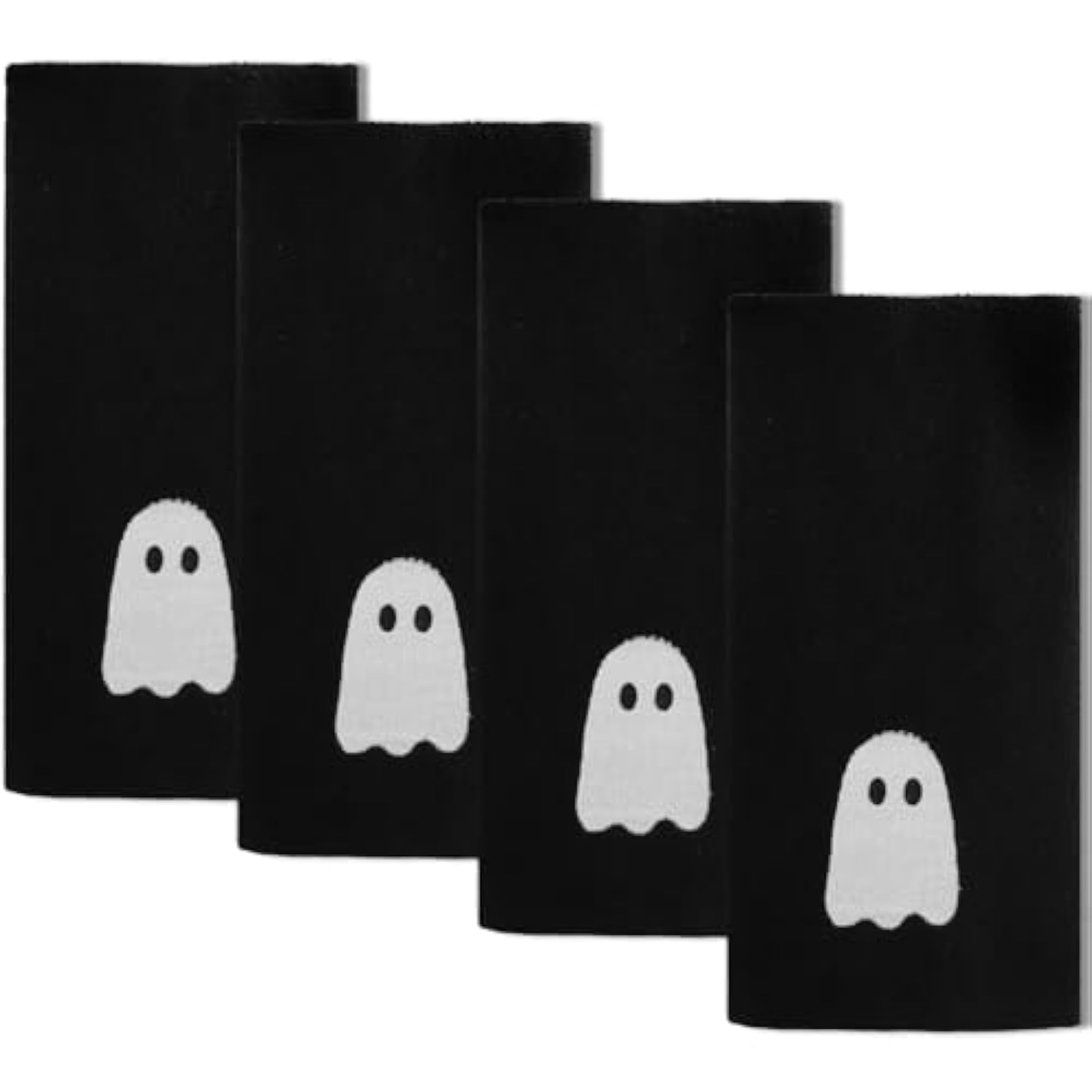 4 Pcs Halloween Hand Towels Set, Embroidered Ghosts