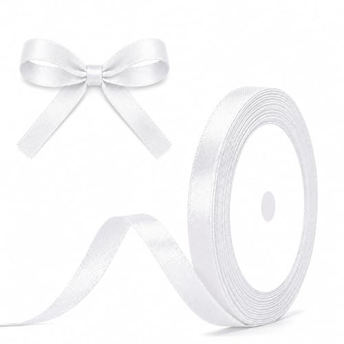G2PLUS White Satin Ribbons 10mm: 22m Decorative Gift Wrapping Ribbon for Valentines Day Crafting Wedding Party Decoration