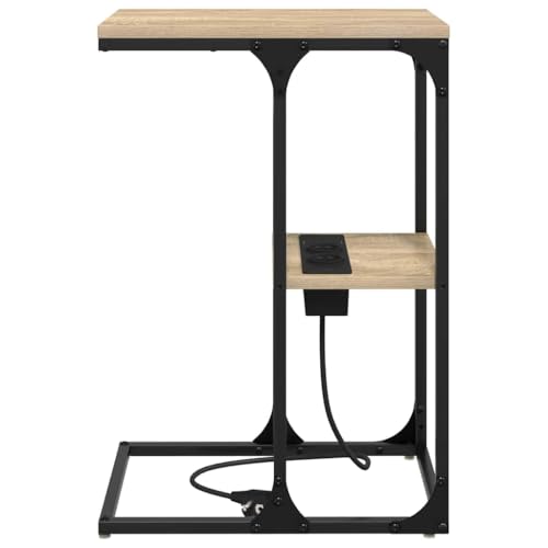Table de chevet connectée 41,5x26x60,5 cm bout de canapé avec étagère - 8