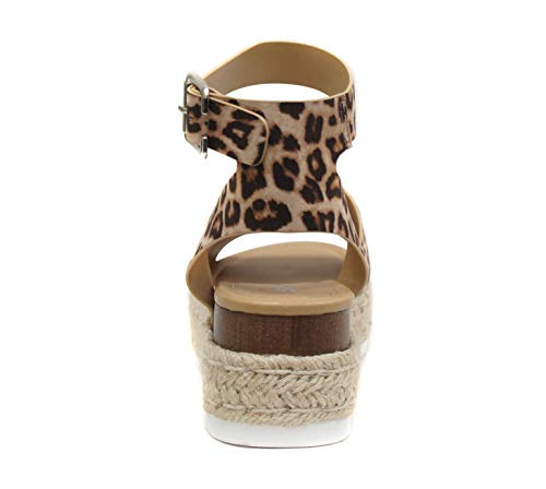 Image of Soda Topic Open Toe Buckle Ankle Strap Espadrilles Flatform Wedge Casual Sandal