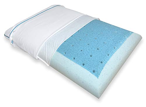 Bluewave Bedding Ultra Slim CarbonBlue Max Cool Gel Memory Foam Pillow for Stomach