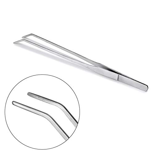 Juland Long Feeding Tongs Aquarium Tweezers Stainless Steel Straight Aqua Scaping Curved Tweezers For Fish Tank Aquatic Plants - 10.6" /27Cm #TOP3