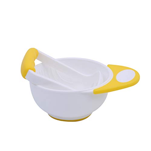 Rrunzfon Baby Masher and Grinding Bowl for Making Homemade Vegetable Fruit Juice Yellow and White