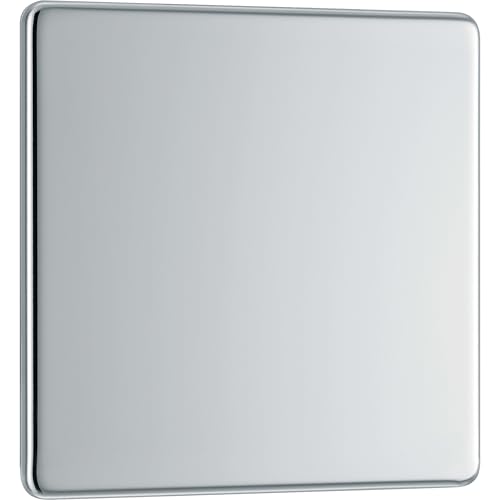 BG-Nexus-Flat-Plate Screwless Flat Plate Single Socket Blanking Plate,Polished Chrome Finish