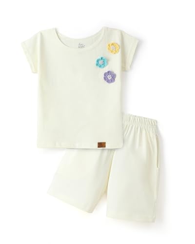 Image of Girls Premium Cotton Printed T-Shirt & Shorts Set | Summer Wear Comfortable Loungewear Clothing Set | Girls Co-Ord Set | Casual Half Sleeve Printed Top & Bottom Set