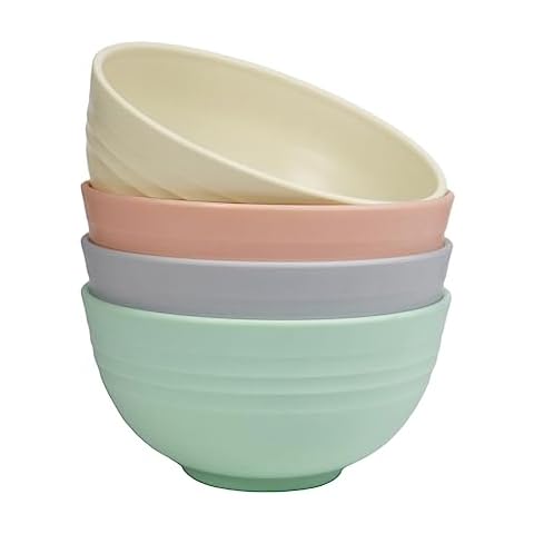 greenandlife Unbreakable Plastic Cereal Bowls Set Cover