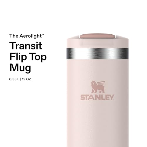 Image of STANLEY 1913 Transit Flip Top Mug 0.35L - Rose Quartz | Keeps 4 Hours Hot - 6 Hours Cold - Leakproof - Dishwasher Safe - Car Cup Holder Compatible