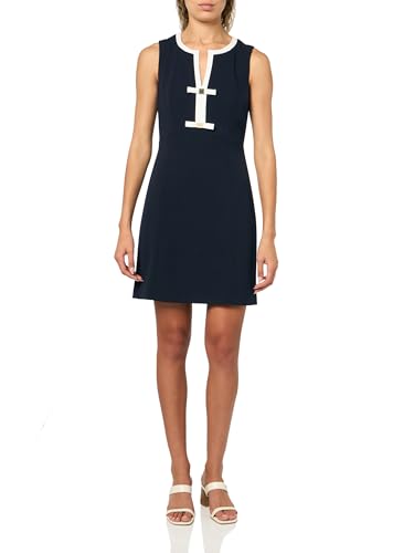 Image of Tommy Hilfiger Women's Contrast Colorblock Sleeveless Sheath Dress